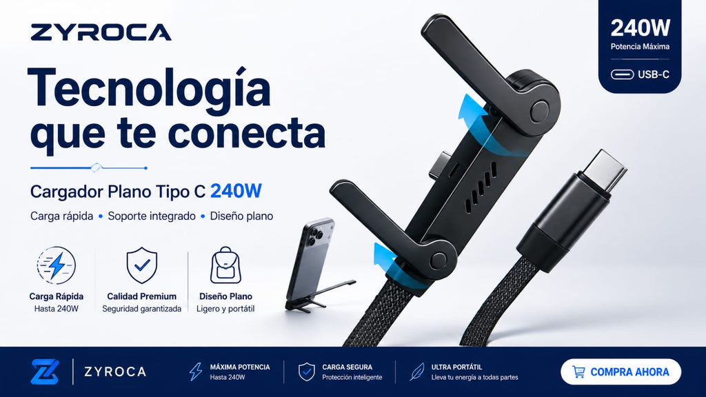 Cable USB-C de Carga Rápida con Soporte
