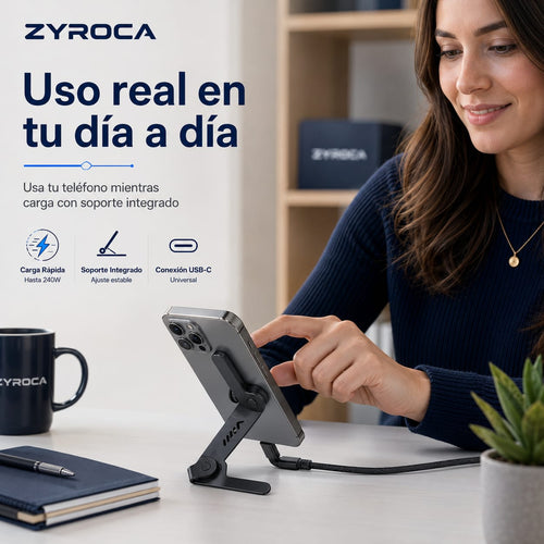 Cable USB-C de Carga Rápida con Soporte